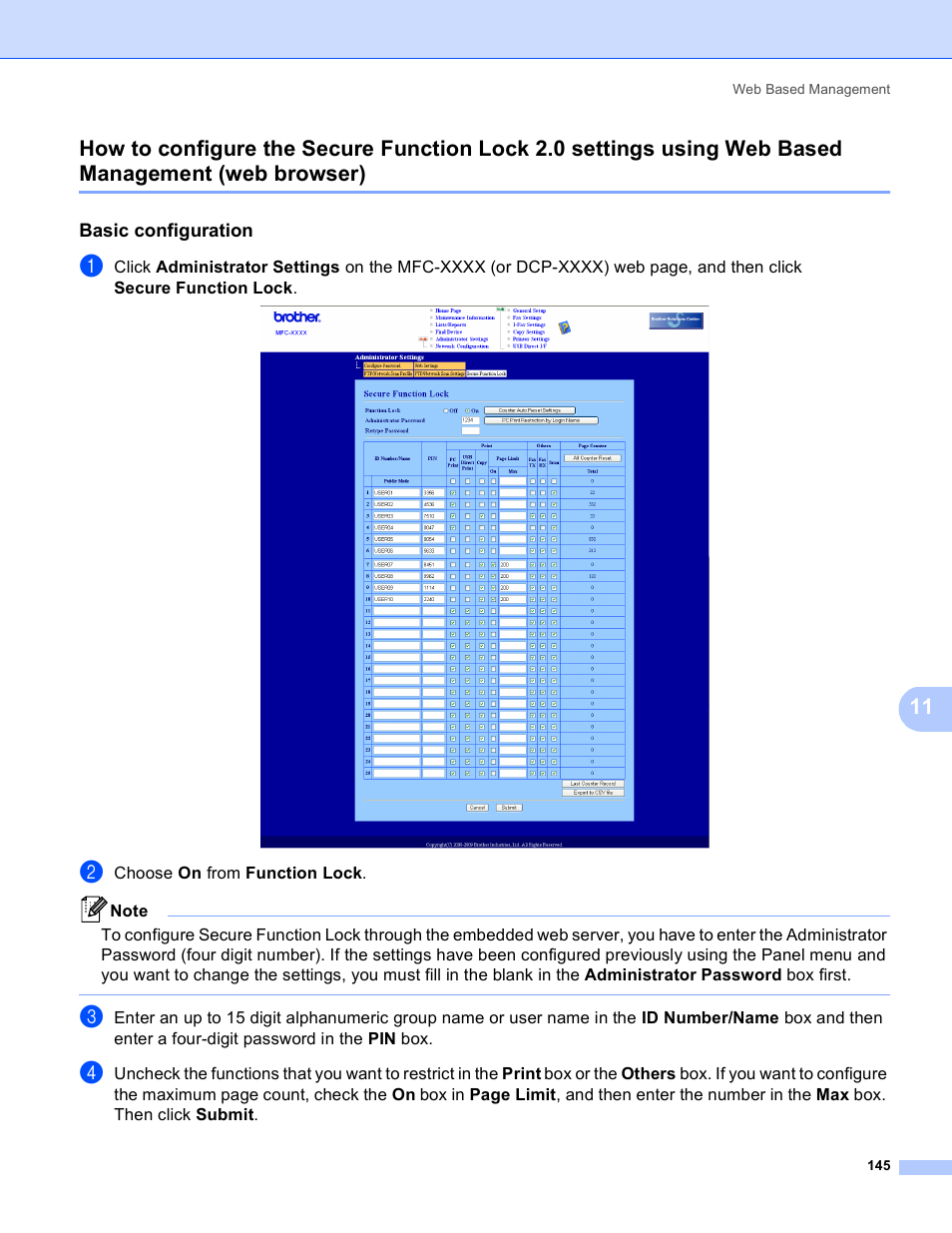 Basic configuration, Web browser) | Brother MFC 8480DN User Manual | Page 156 / 249