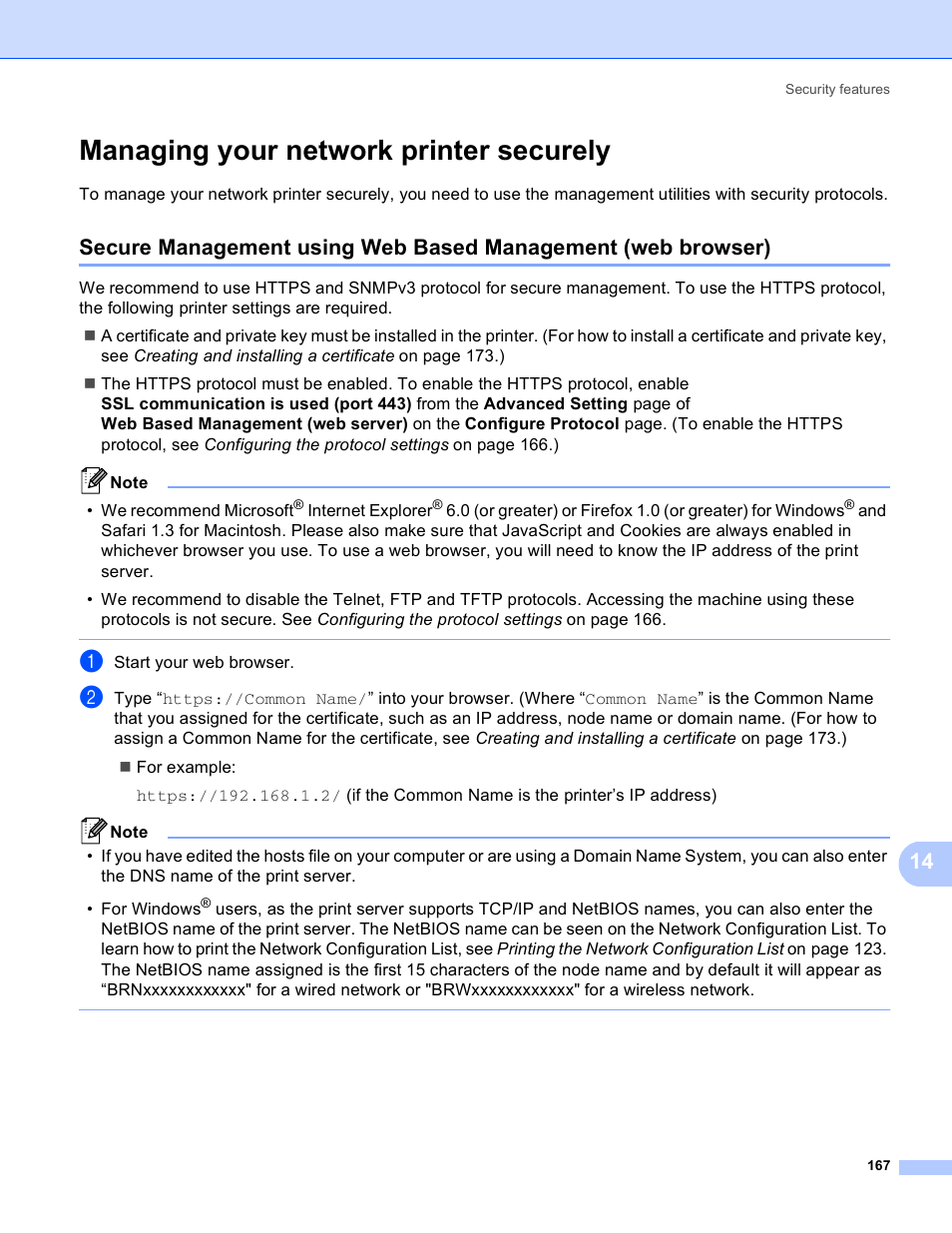 Managing your network printer securely, Managing your network | Brother MFC 8480DN User Manual | Page 178 / 249