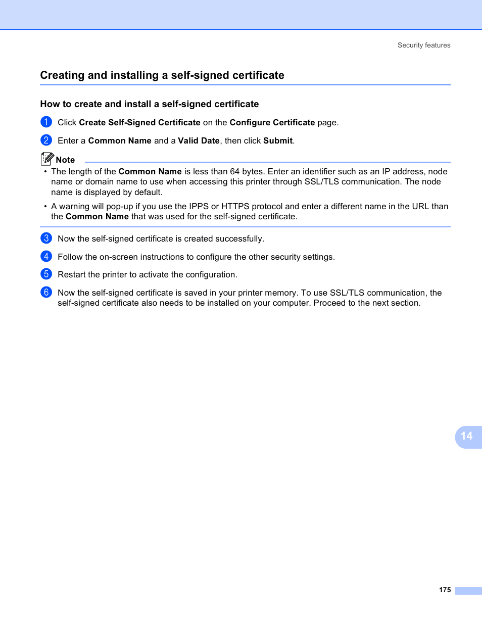 Creating and installing a self-signed certificate | Brother MFC 8480DN User Manual | Page 186 / 249