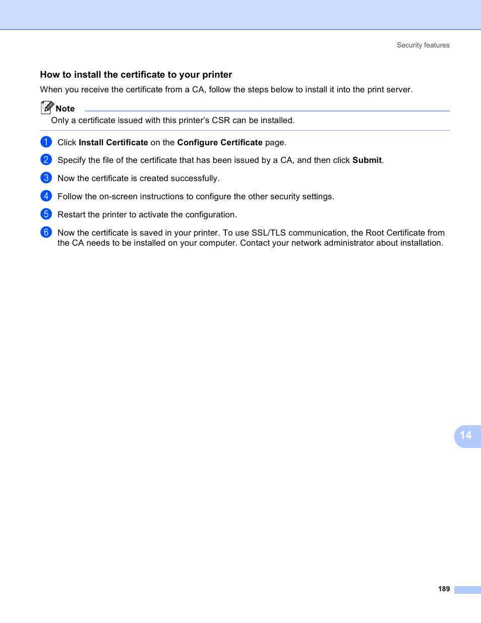 How to install the certificate to your printer | Brother MFC 8480DN User Manual | Page 200 / 249