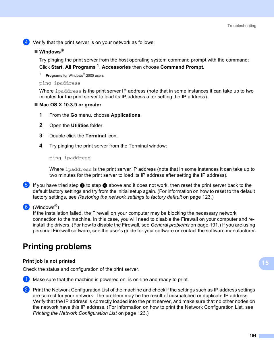 Printing problems | Brother MFC 8480DN User Manual | Page 205 / 249