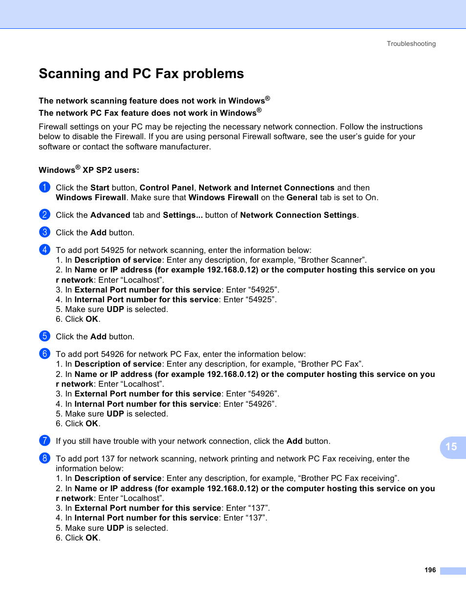 Scanning and pc fax problems | Brother MFC 8480DN User Manual | Page 207 / 249