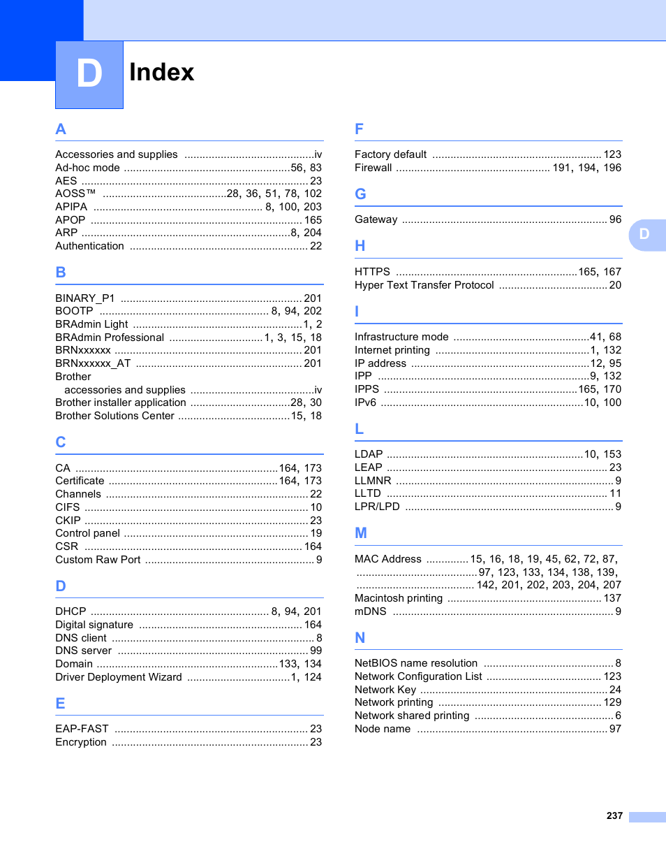 Index | Brother MFC 8480DN User Manual | Page 248 / 249