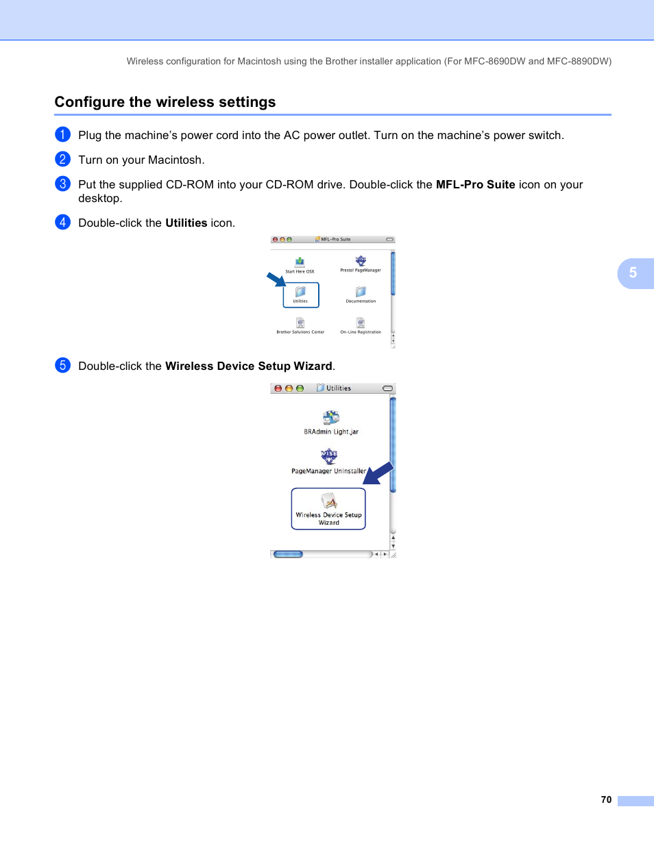 Configure the wireless settings, 5configure the wireless settings | Brother MFC 8480DN User Manual | Page 81 / 249