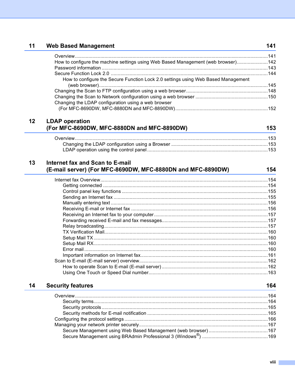 Brother MFC 8480DN User Manual | Page 9 / 249