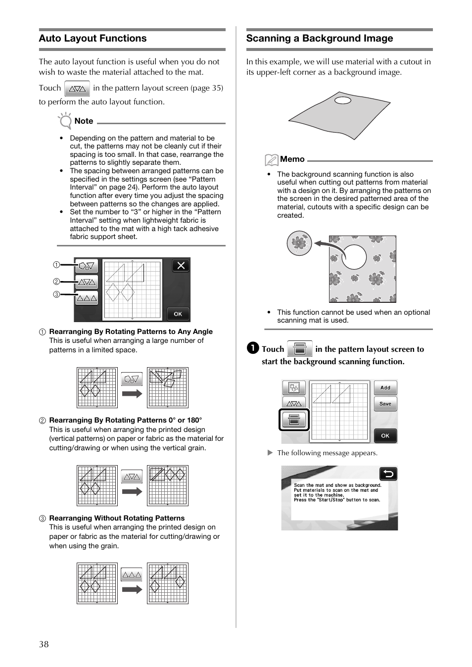 Auto layout functions, Scanning a background image | Brother CM100DM User Manual | Page 40 / 72