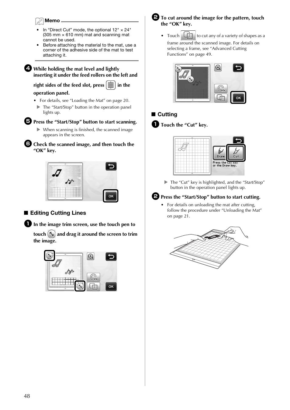 Editing cutting lines, Cutting | Brother CM100DM User Manual | Page 50 / 72