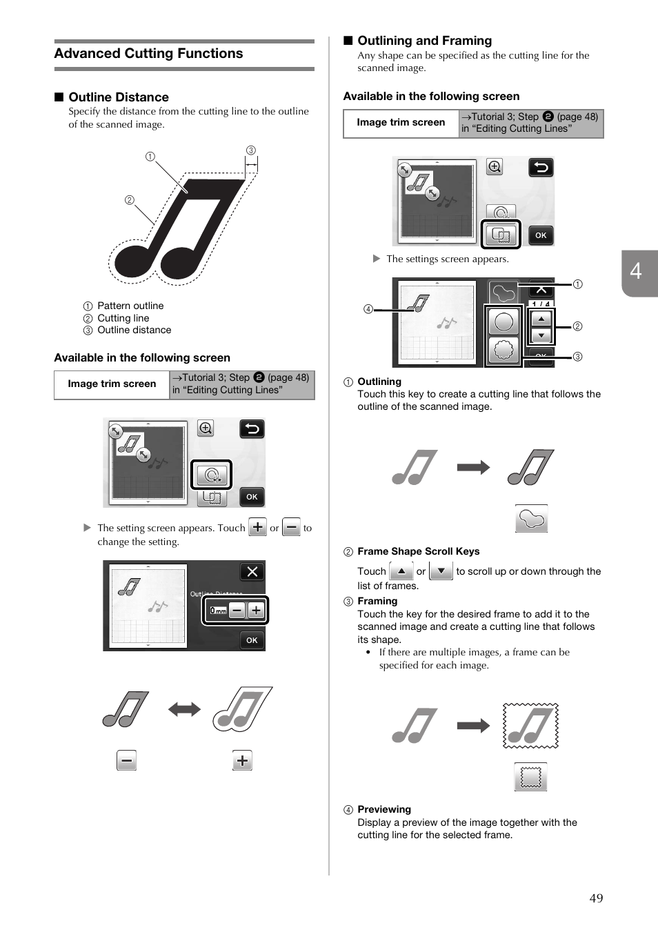 Advanced cutting functions | Brother CM100DM User Manual | Page 51 / 72