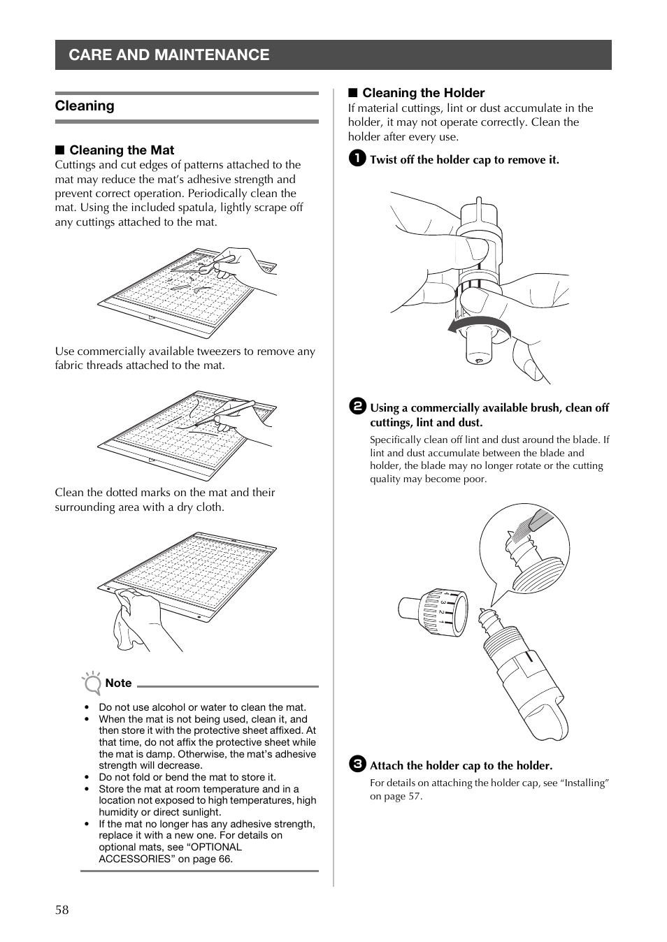 Care and maintenance, Cleaning | Brother CM100DM User Manual | Page 60 / 72