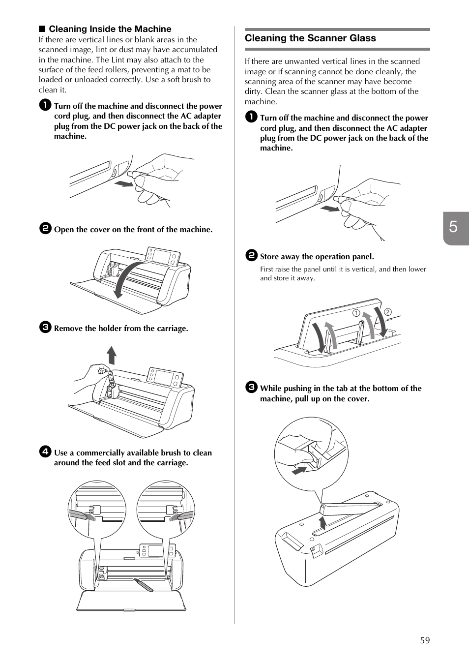 Cleaning the scanner glass | Brother CM100DM User Manual | Page 61 / 72