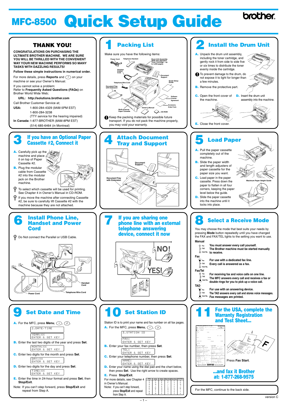 Brother MFC-8500 User Manual | 4 pages