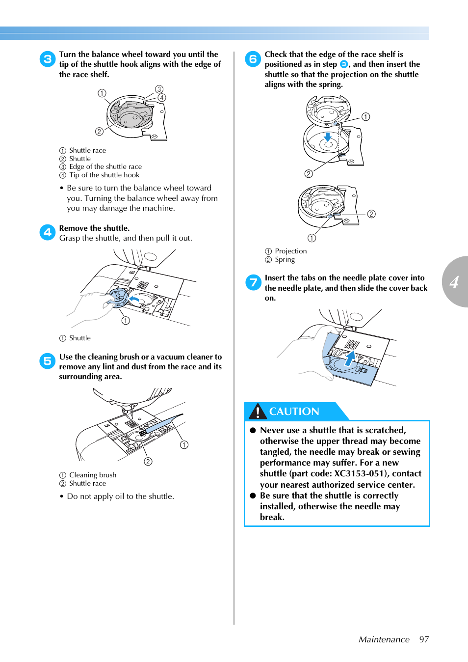 Caution | Brother NX-200 User Manual | Page 103 / 111