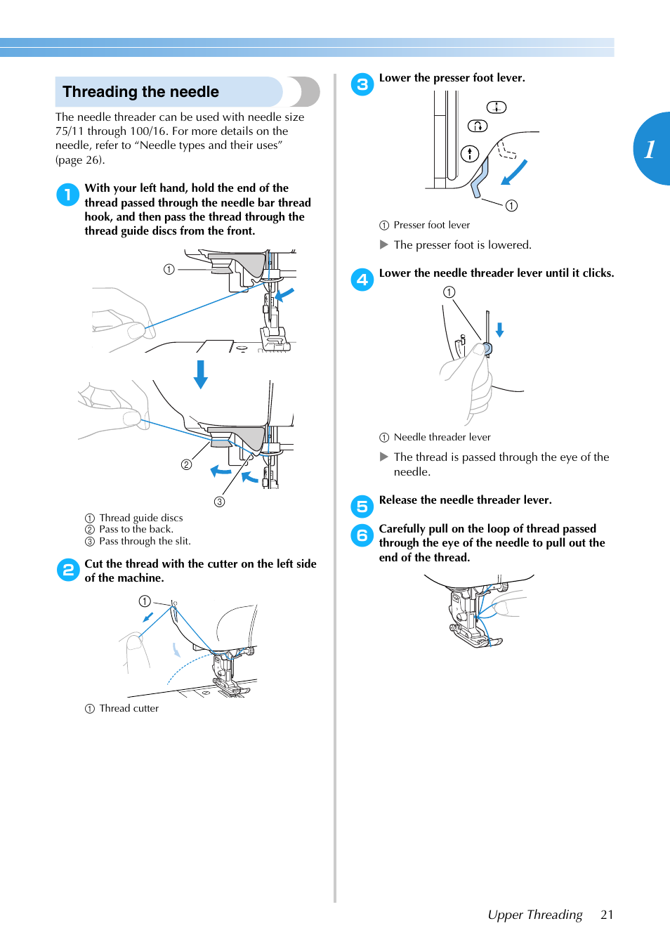 Threading the needle | Brother NX-200 User Manual | Page 27 / 111