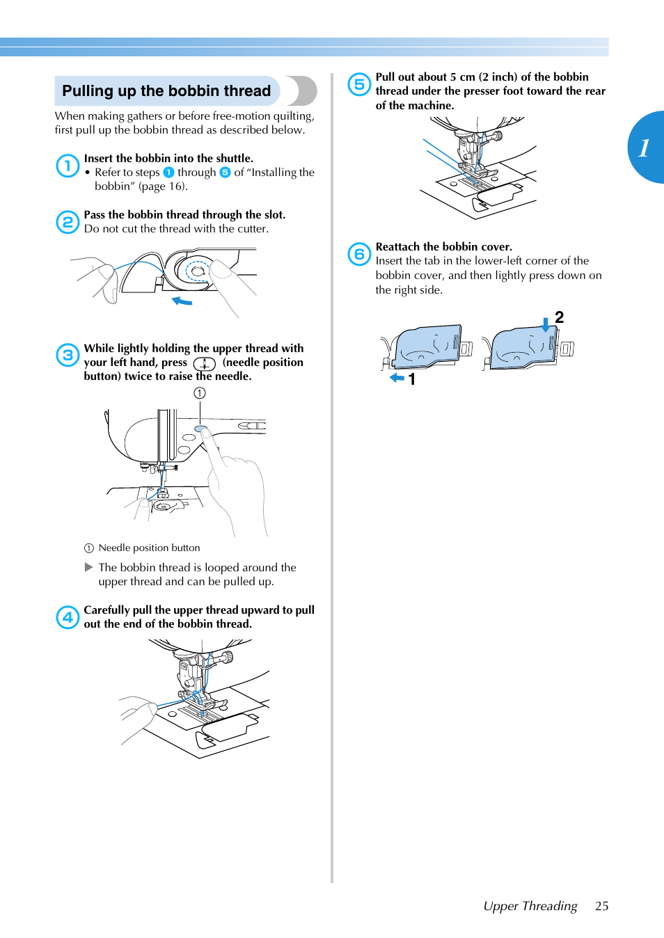 Pulling up the bobbin thread | Brother NX-200 User Manual | Page 31 / 111