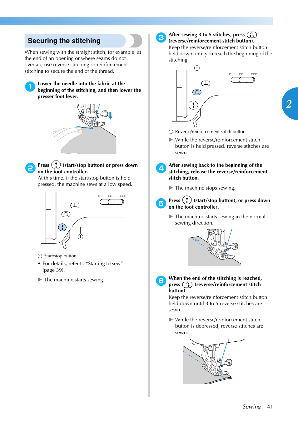 Securing the stitching | Brother NX-200 User Manual | Page 47 / 111