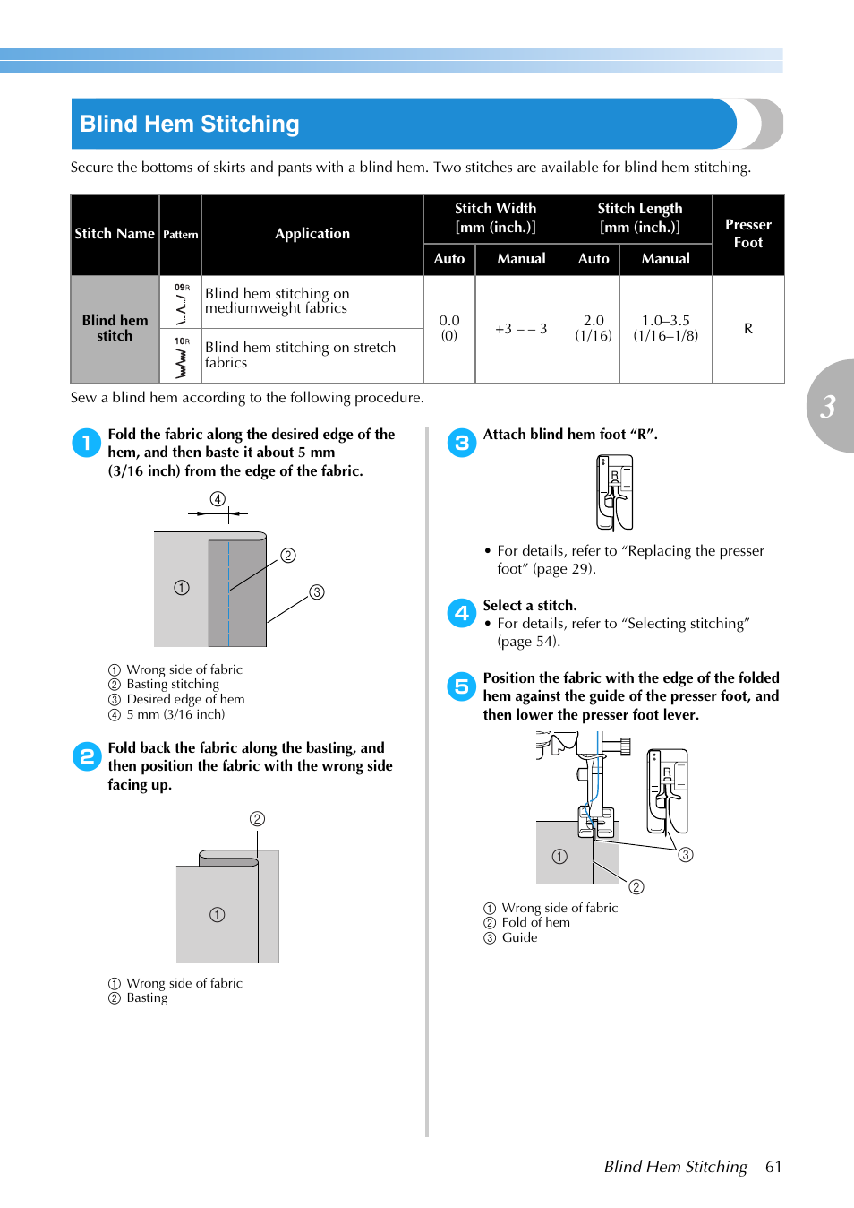 Blind hem stitching | Brother NX-200 User Manual | Page 67 / 111