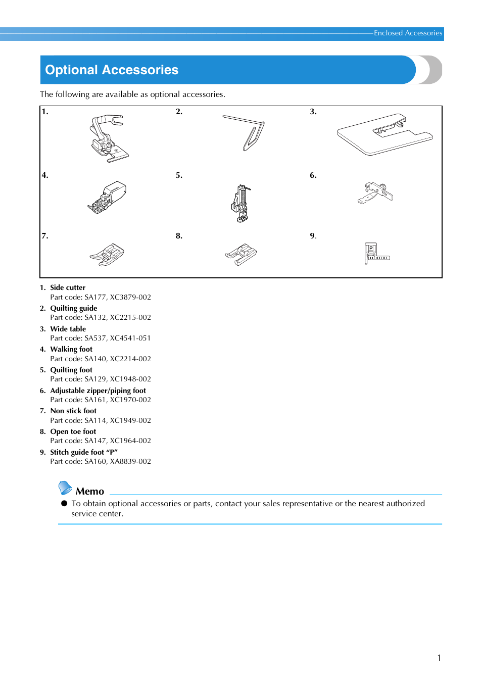 Optional accessories | Brother NX-200 User Manual | Page 7 / 111