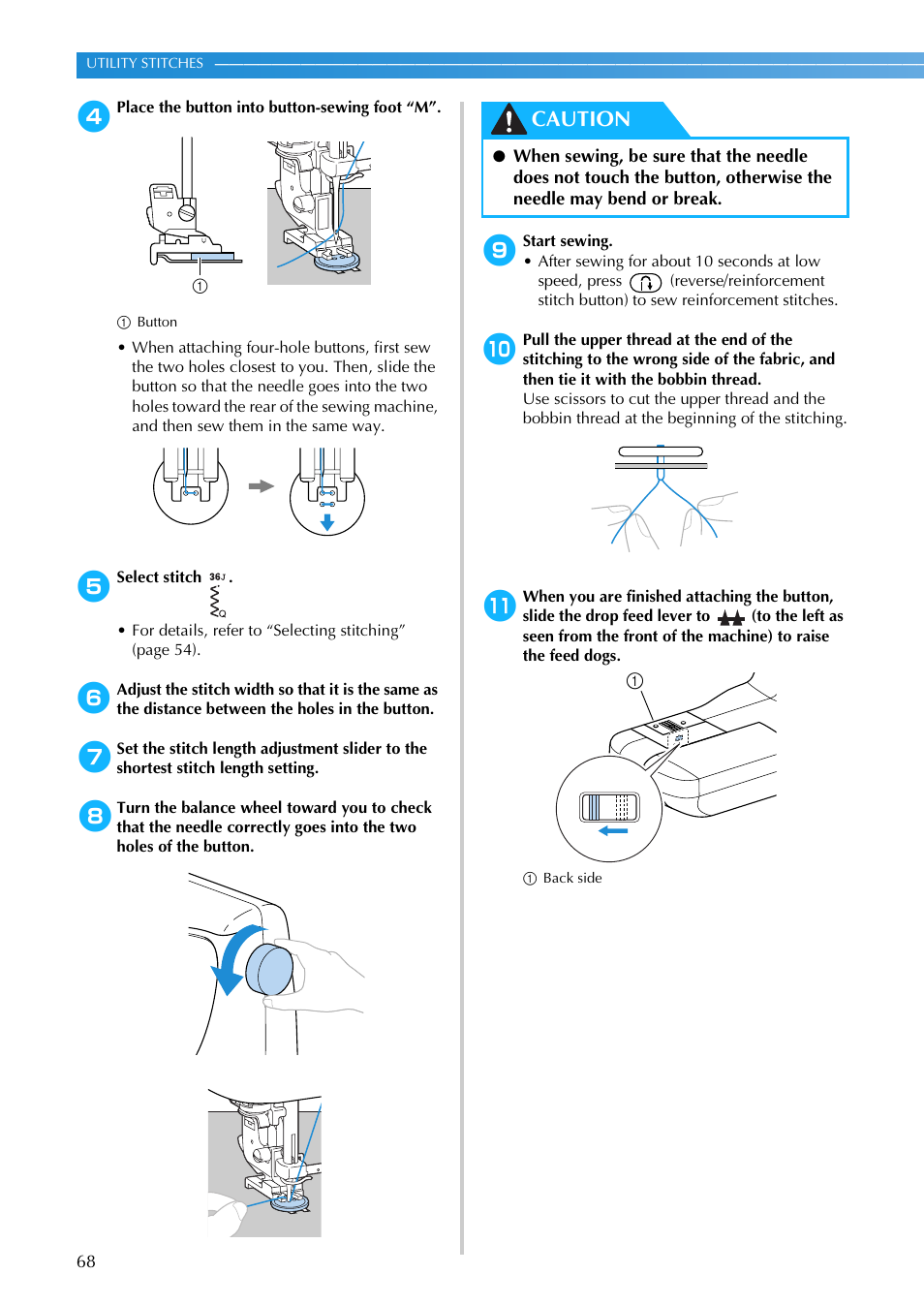 Caution | Brother NX-200 User Manual | Page 74 / 111