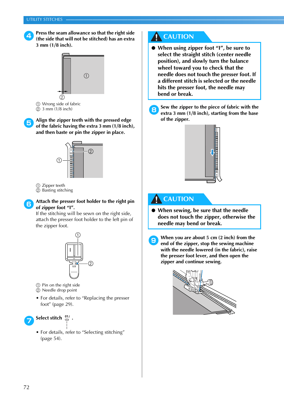 Caution | Brother NX-200 User Manual | Page 78 / 111