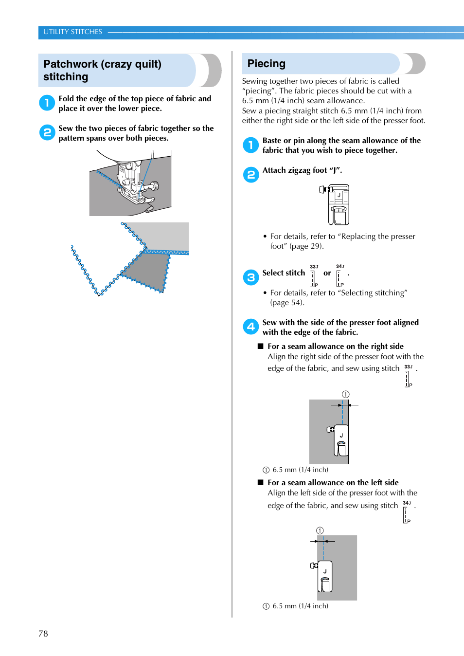 Patchwork (crazy quilt) stitching, Piecing | Brother NX-200 User Manual | Page 84 / 111