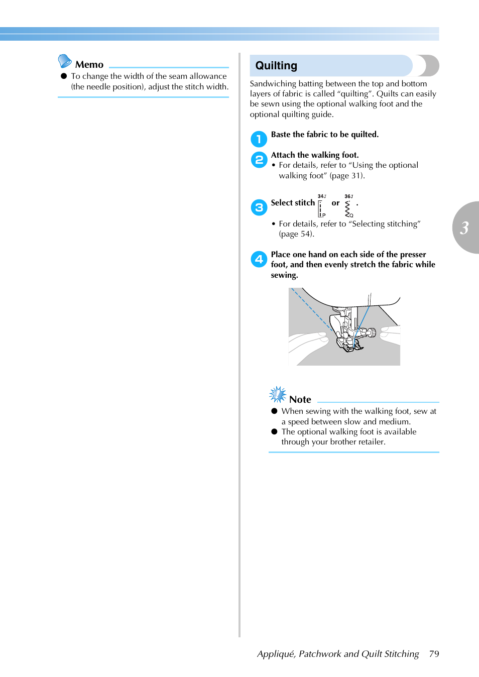 Quilting | Brother NX-200 User Manual | Page 85 / 111