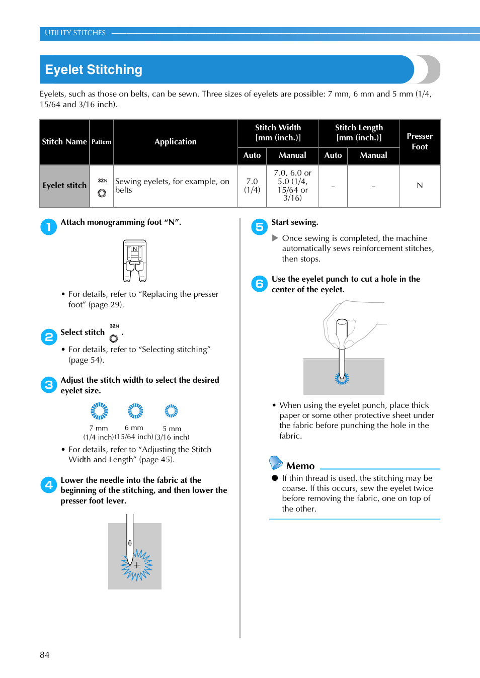 Eyelet stitching | Brother NX-200 User Manual | Page 90 / 111