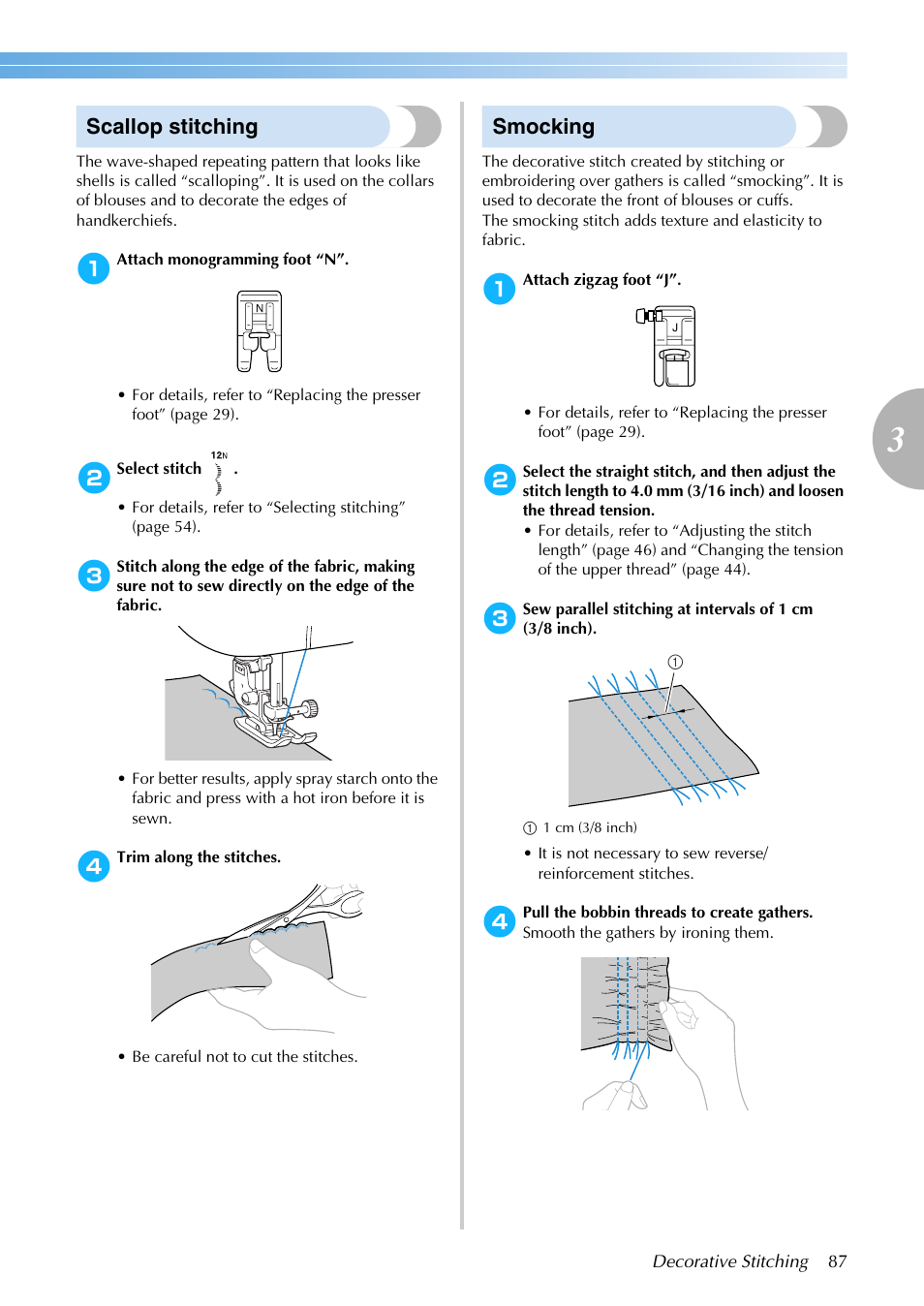 Scallop stitching, Smocking | Brother NX-200 User Manual | Page 93 / 111
