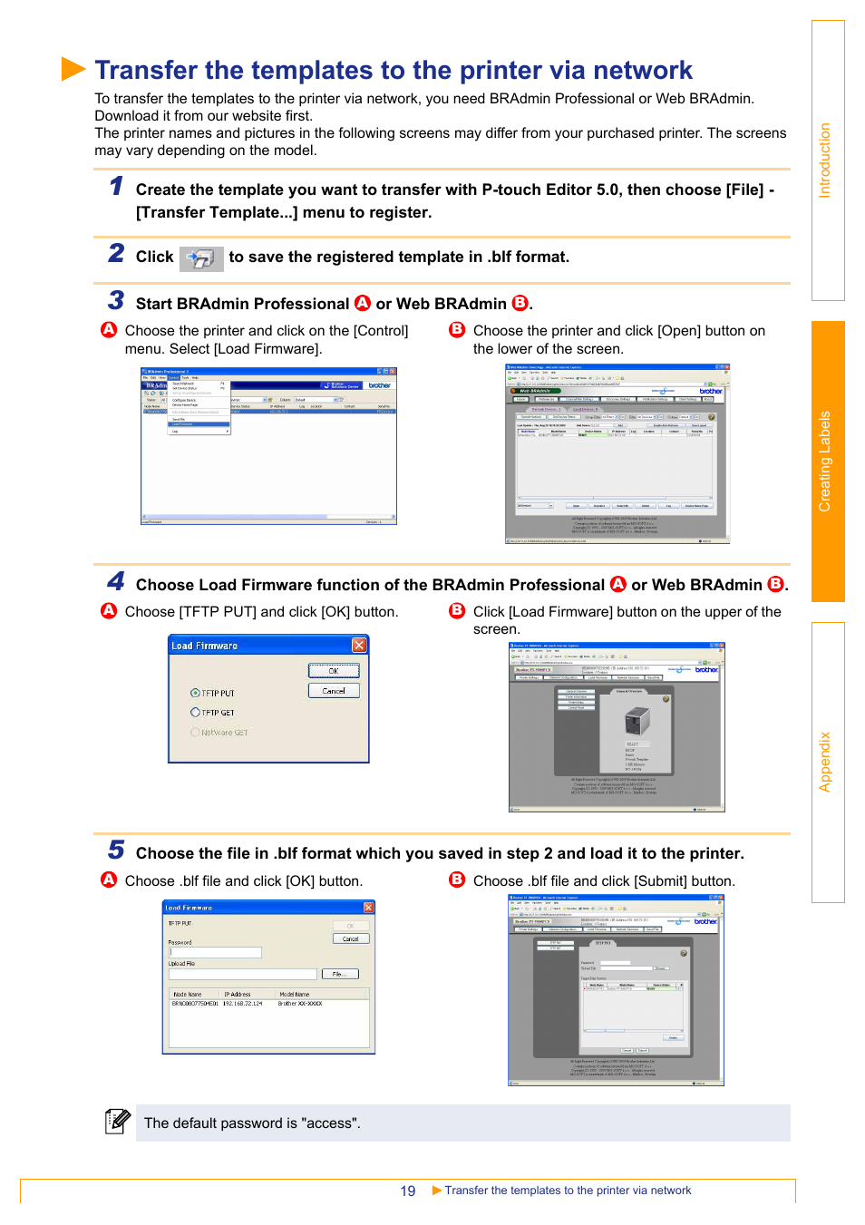 Transfer the templates to the printer via network | Brother PT-18RKT User Manual | Page 19 / 32