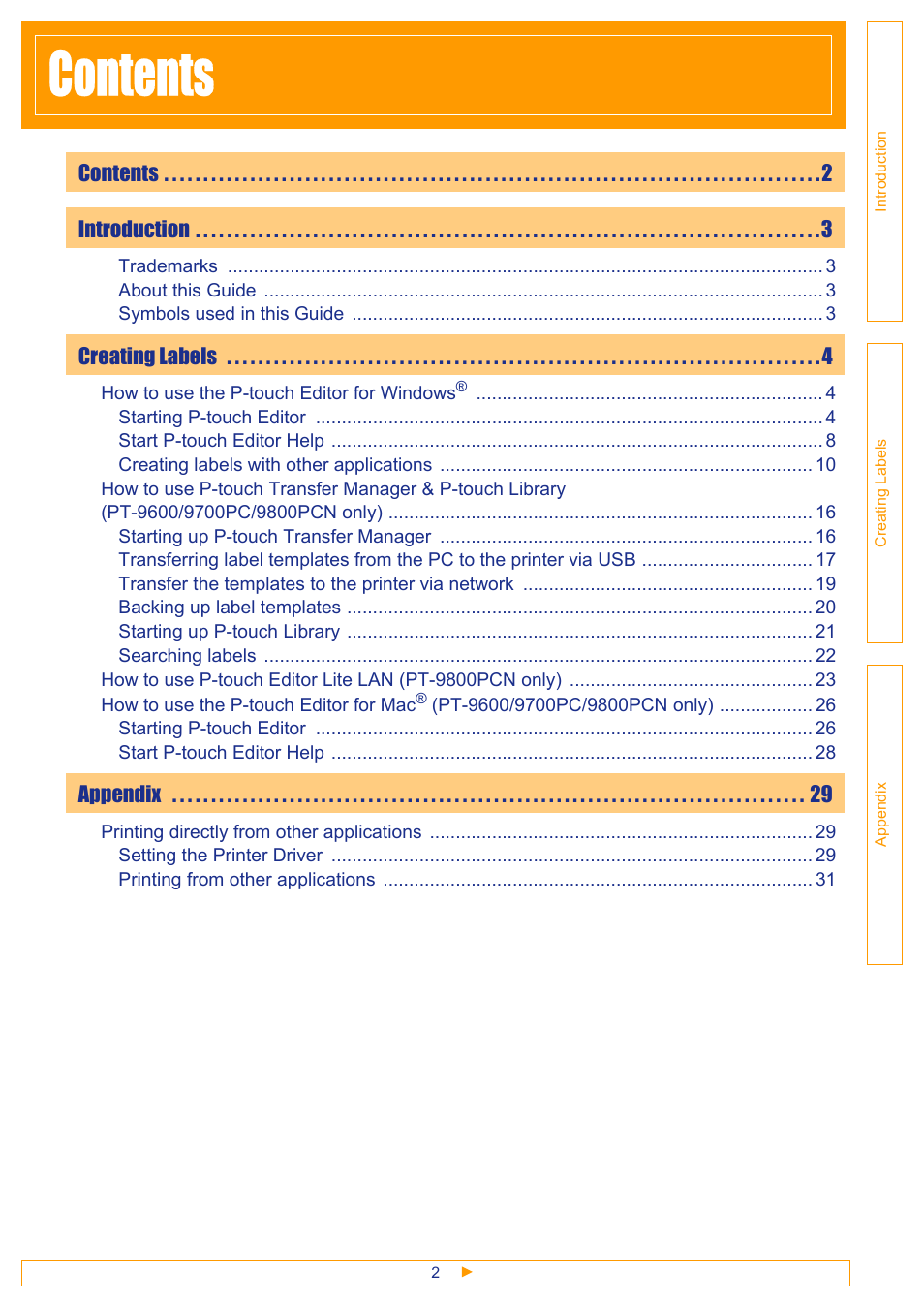Brother PT-18RKT User Manual | Page 2 / 32