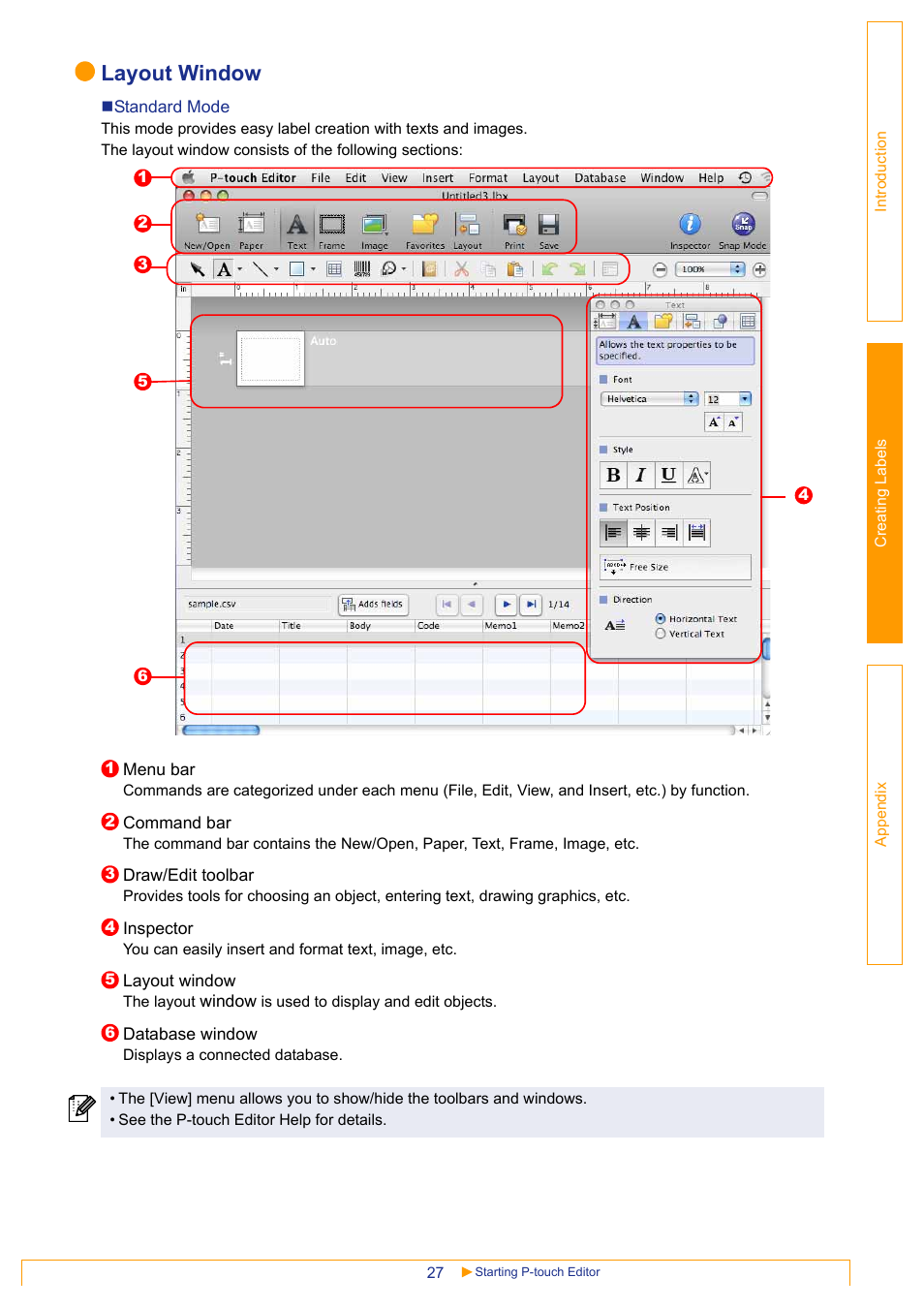 Layout window | Brother PT-18RKT User Manual | Page 27 / 32