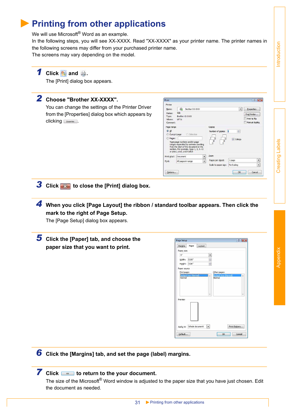 Printing from other applications | Brother PT-18RKT User Manual | Page 31 / 32