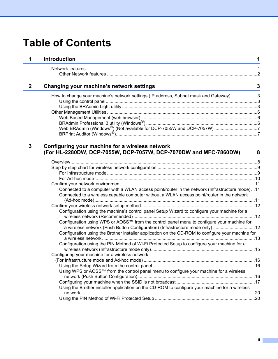 Brother MFC 7460DN User Manual | Page 3 / 82