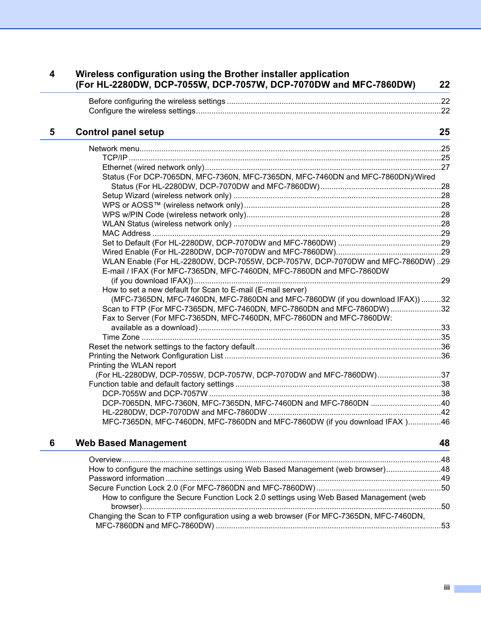 Brother MFC 7460DN User Manual | Page 4 / 82