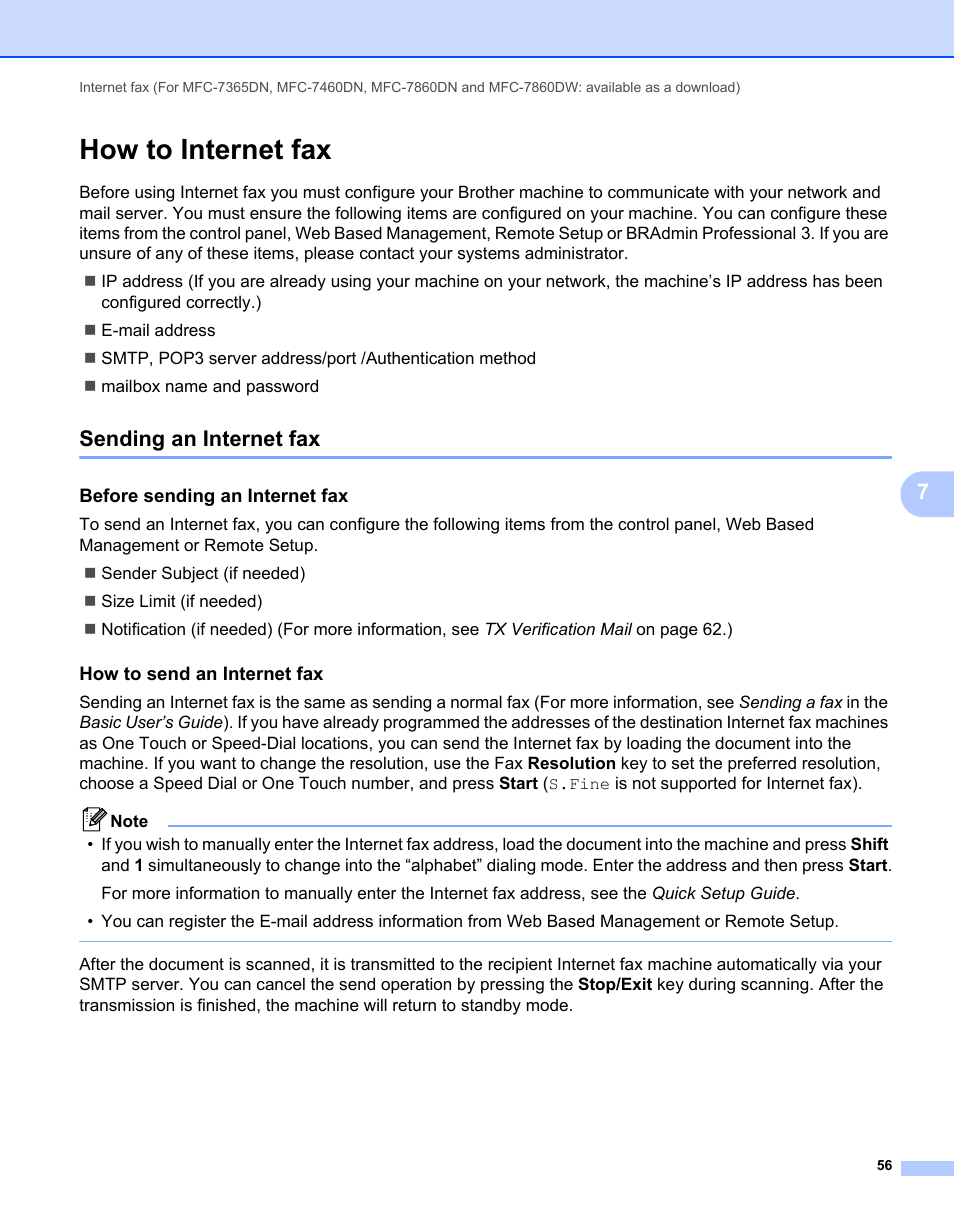 How to internet fax, Sending an internet fax, Before sending an internet fax | How to send an internet fax | Brother MFC 7460DN User Manual | Page 61 / 82