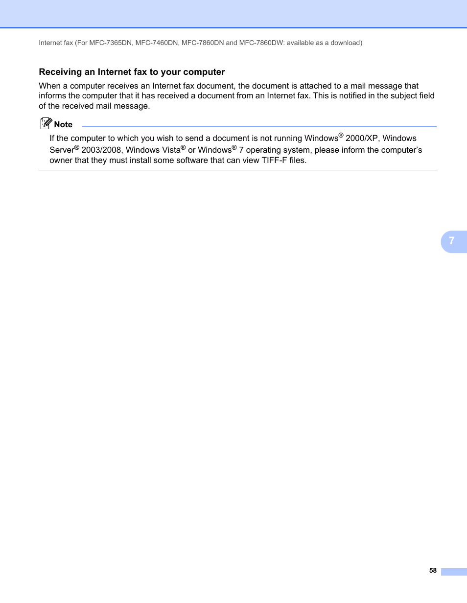 Receiving an internet fax to your computer | Brother MFC 7460DN User Manual | Page 63 / 82