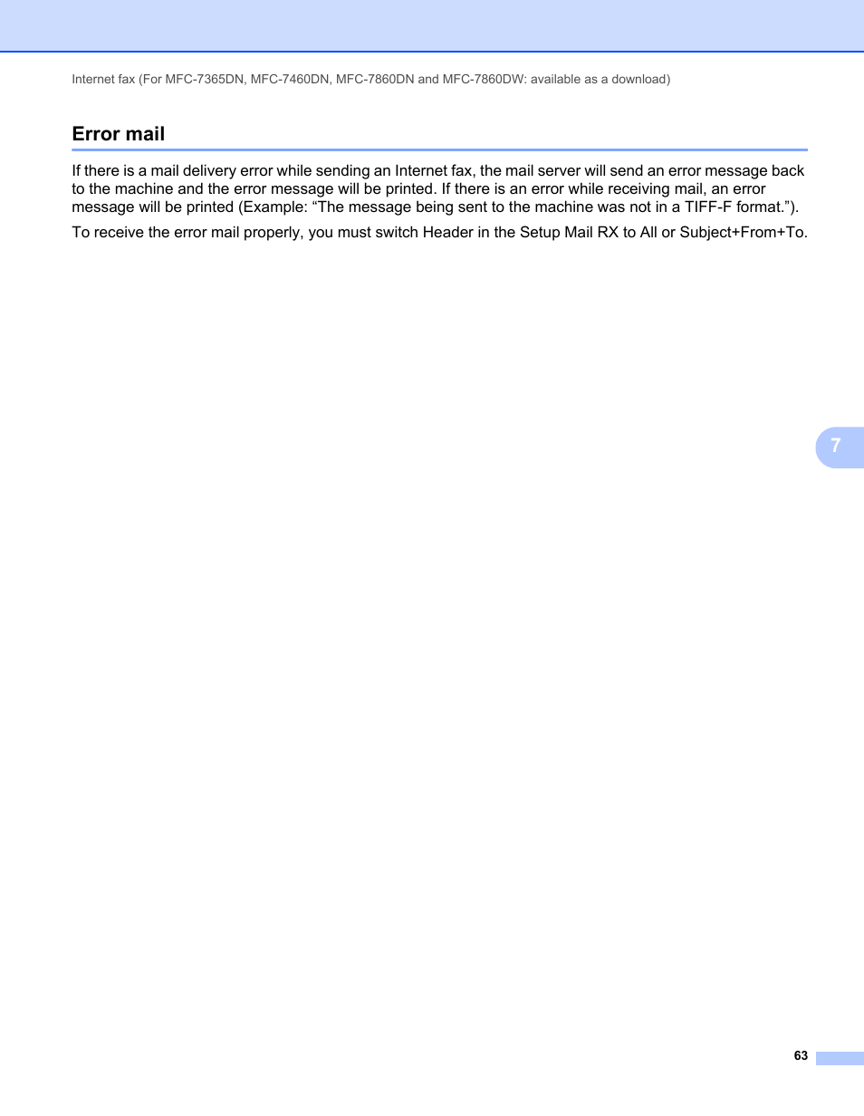Error mail, 7error mail | Brother MFC 7460DN User Manual | Page 68 / 82