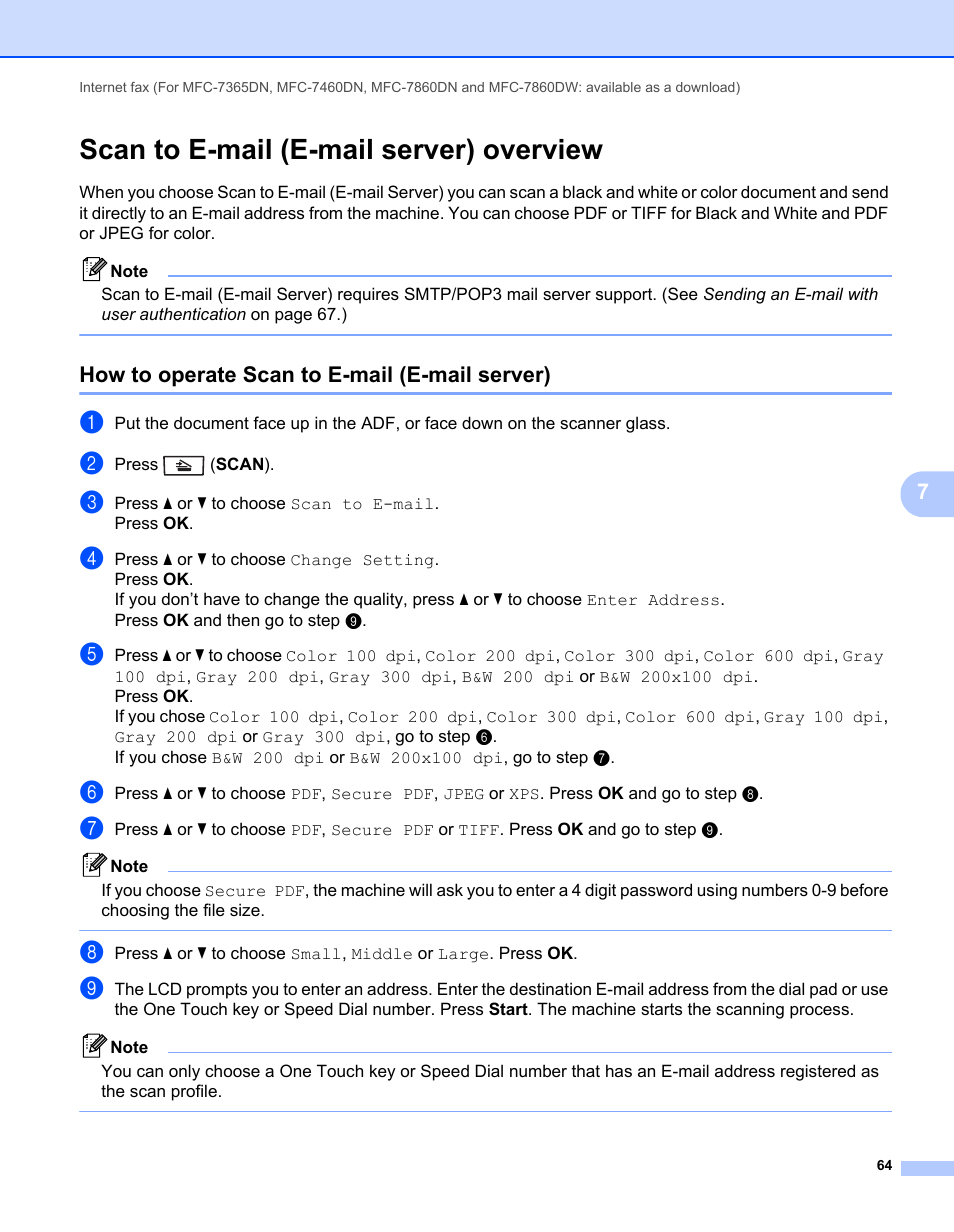 Scan to e-mail (e-mail server) overview, How to operate scan to e-mail (e-mail server) | Brother MFC 7460DN User Manual | Page 69 / 82