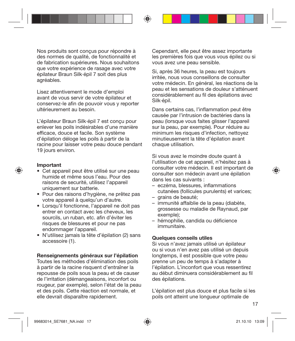 Braun 7681-5377 Silk-épil 7 Legs Body & Face User Manual | Page 17 / 32