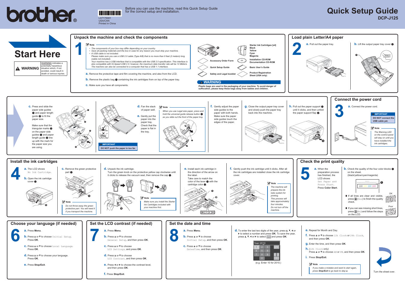 Brother DCP-J125 User Manual | 2 pages