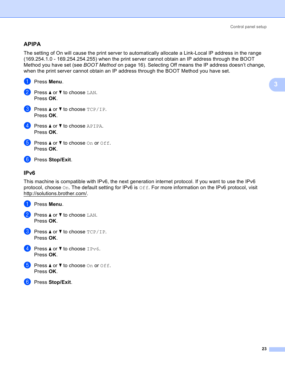 Apipa, Ipv6 | Brother MFC-9440CN User Manual | Page 31 / 103