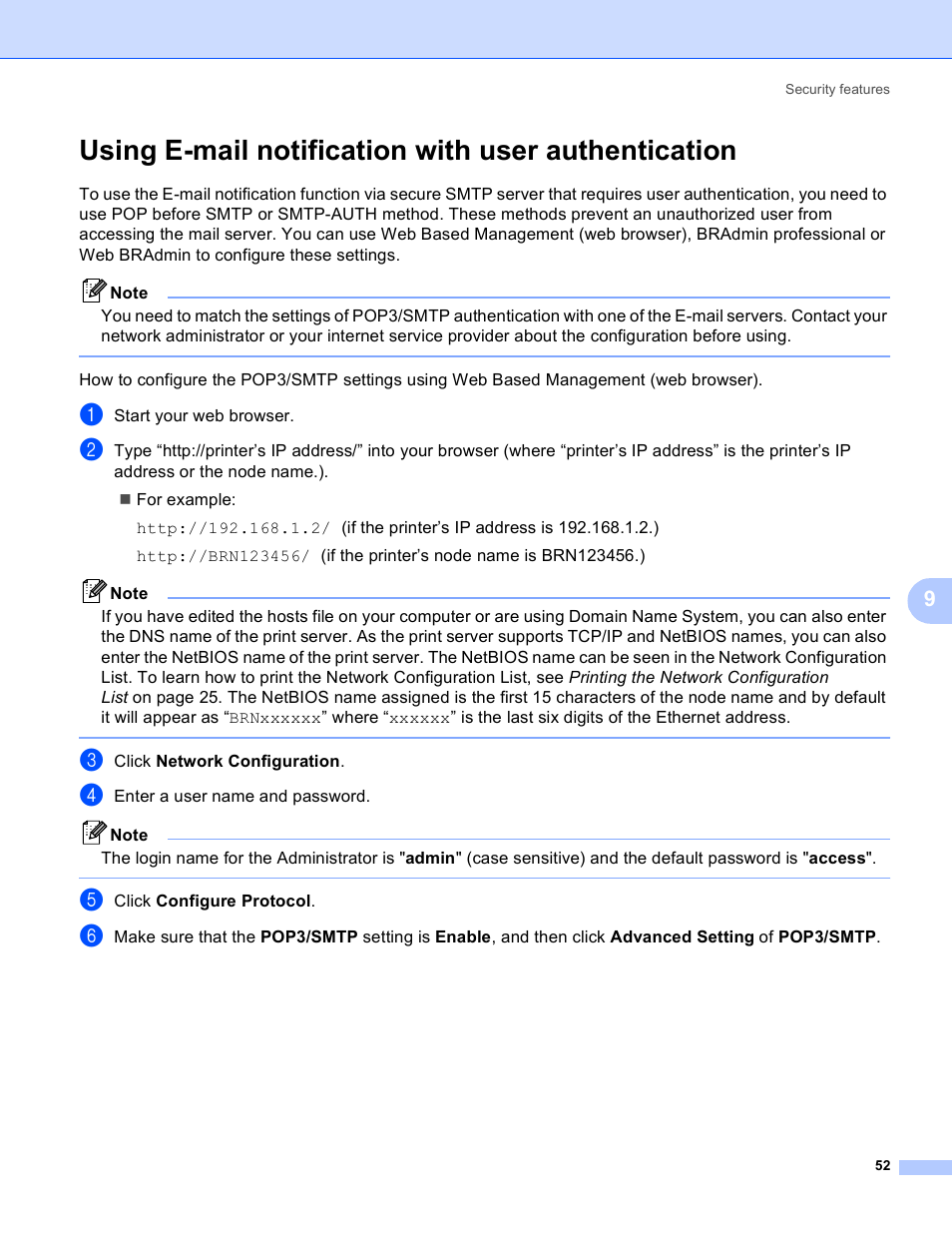 Using e-mail notification with user authentication | Brother MFC-9440CN User Manual | Page 60 / 103