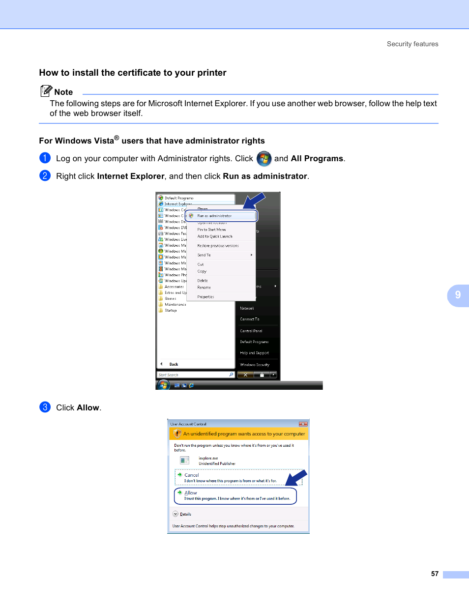 How to install the certificate to your printer | Brother MFC-9440CN User Manual | Page 65 / 103