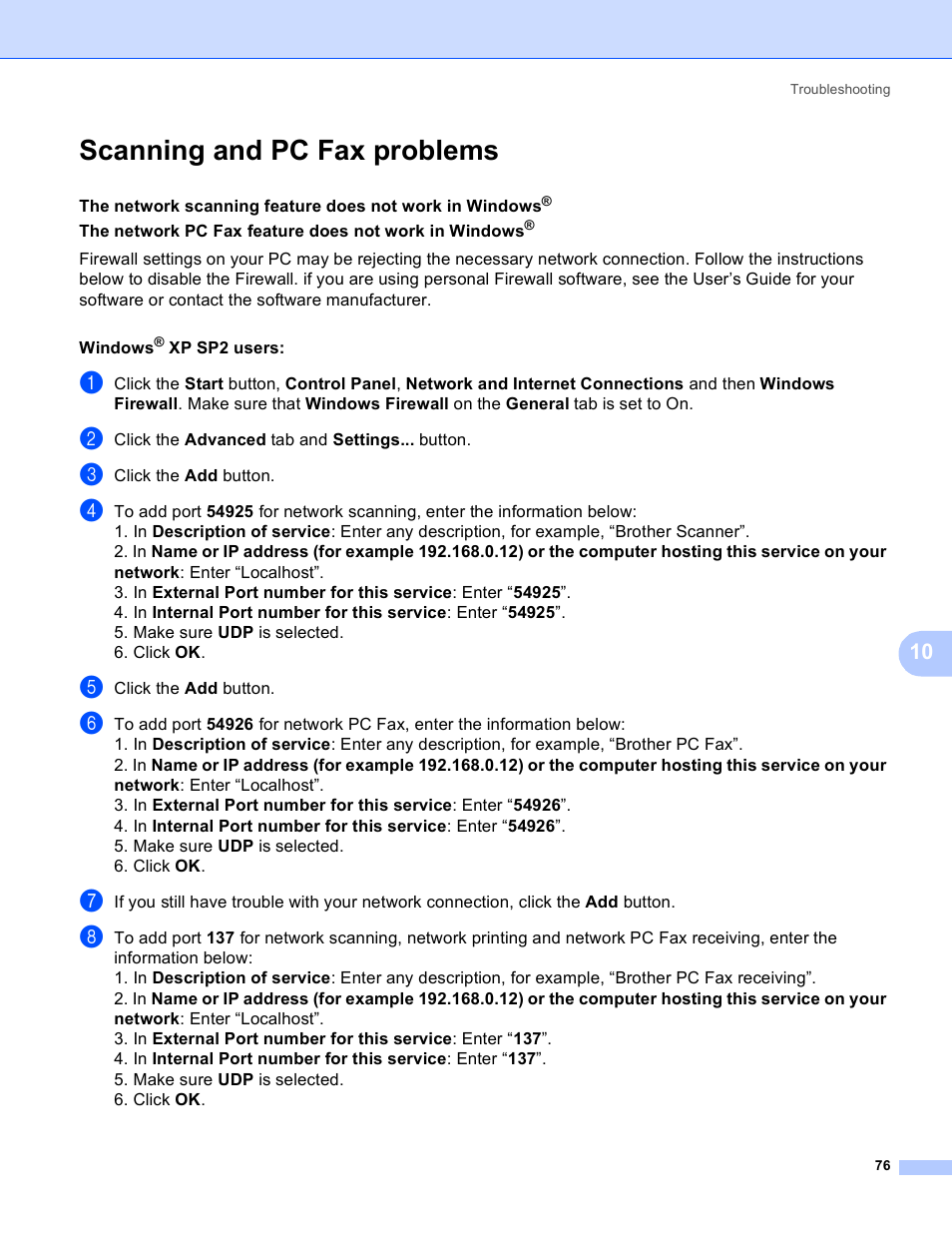 Scanning and pc fax problems | Brother MFC-9440CN User Manual | Page 84 / 103