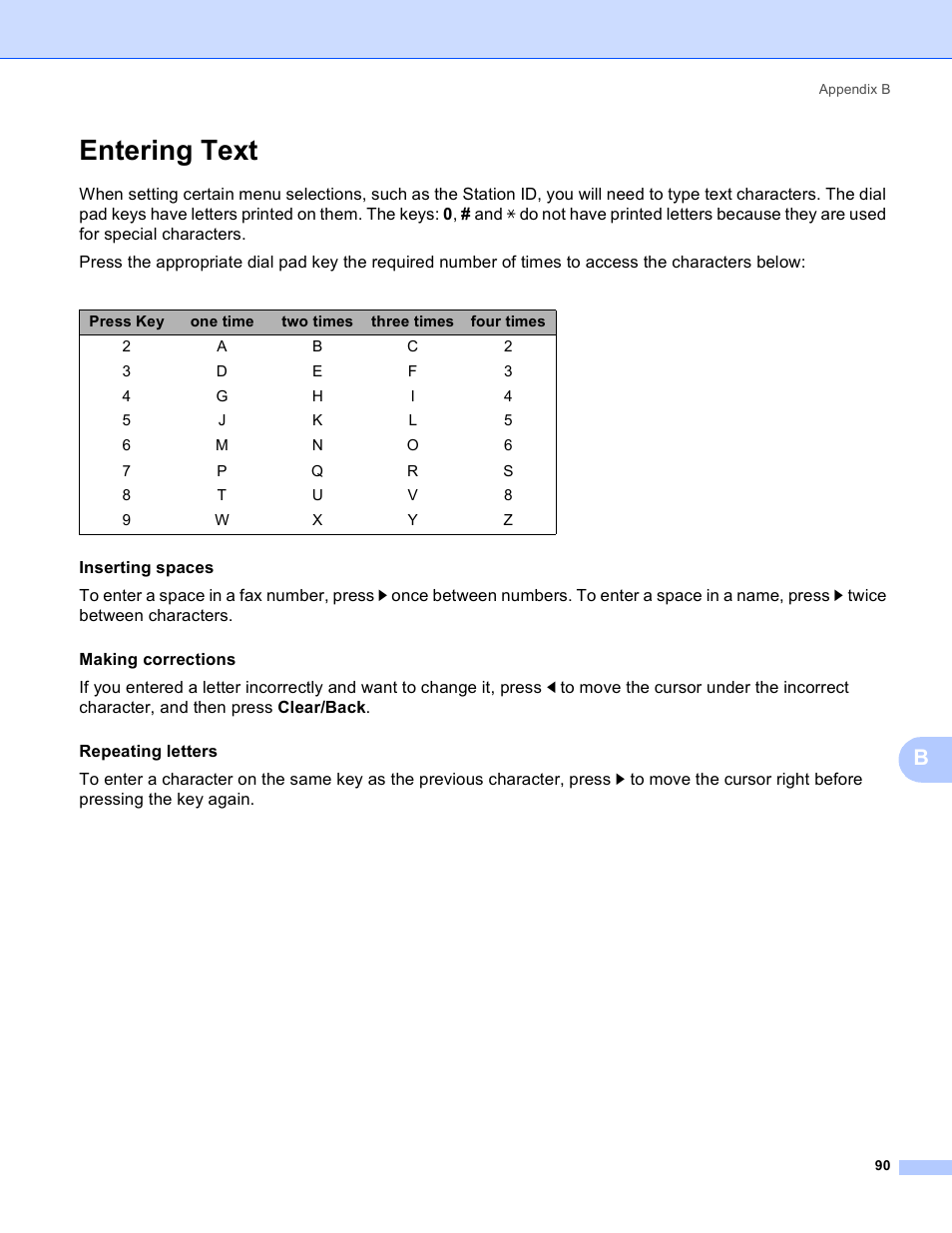 Entering text | Brother MFC-9440CN User Manual | Page 98 / 103