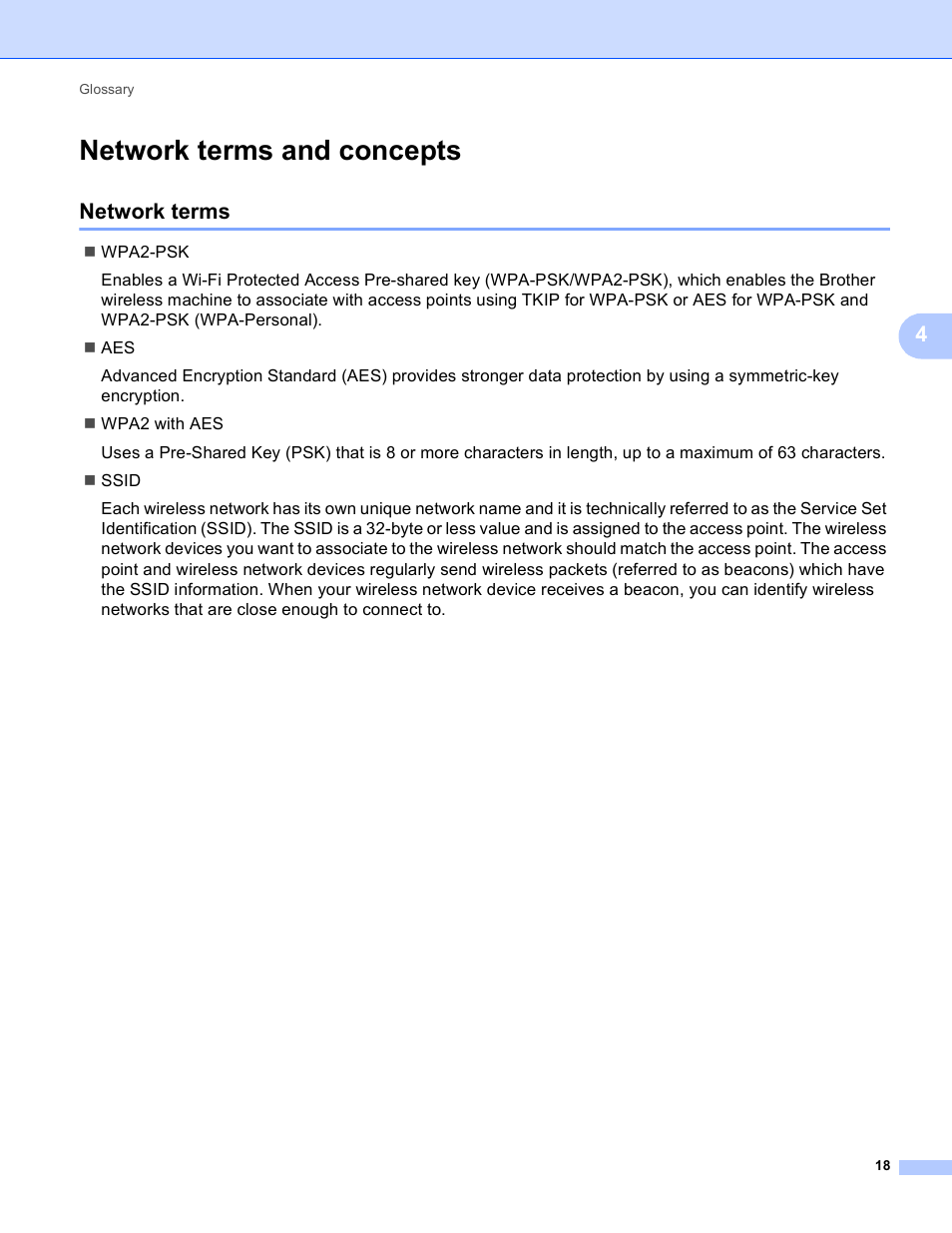 Network terms and concepts, Network terms | Brother MFC-J4710DW User Manual | Page 21 / 22