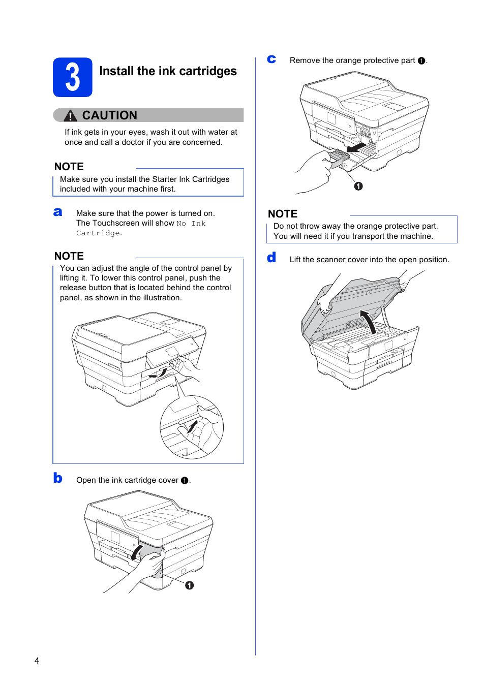 3 install the ink cartridges | Brother MFC-J6720DW User Manual | Page 4 / 46