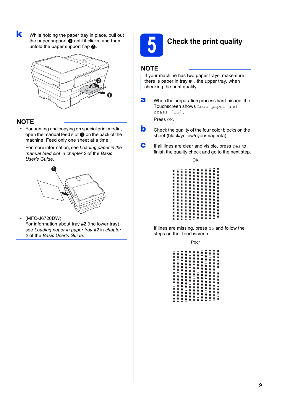 5 check the print quality, Check the print quality | Brother MFC-J6720DW User Manual | Page 9 / 46