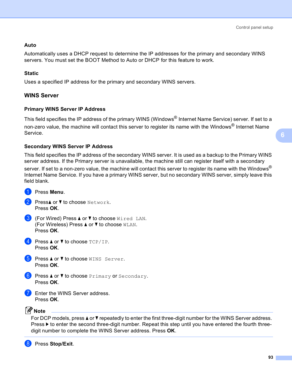 Wins server | Brother MFC-5895CW User Manual | Page 103 / 209