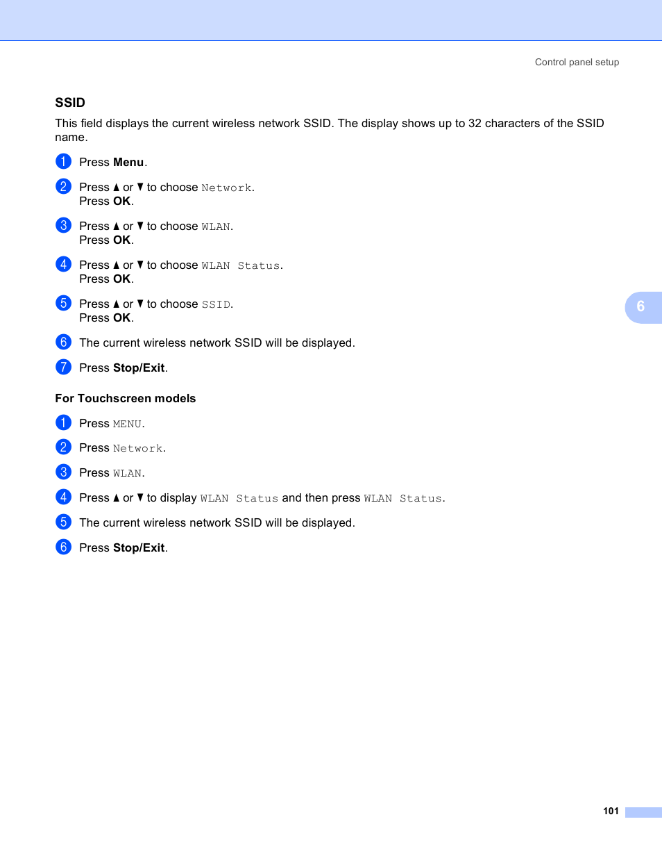 Ssid | Brother MFC-5895CW User Manual | Page 111 / 209