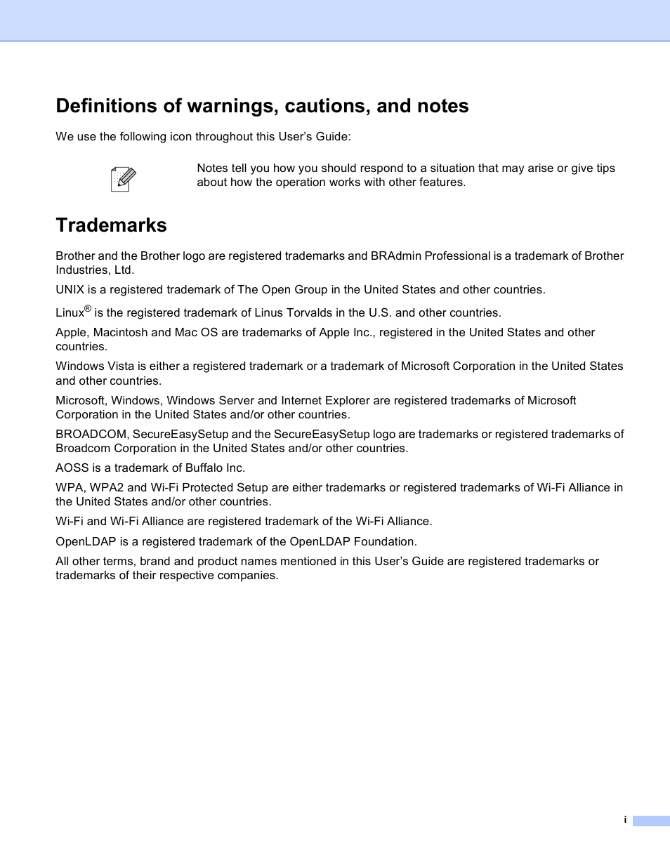 Trademarks | Brother MFC-5895CW User Manual | Page 2 / 209